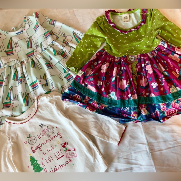 next Other - NEXT Unicorn Dress + Wildflowers Dress + Christmas Tee | 18–24M | Excellent